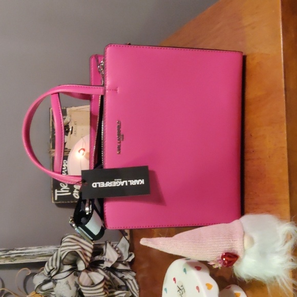 KARL LAGERFELD PARIS, Maybelle Small Crossbody Satchel, NWT, PINK - Picture 8 of 11